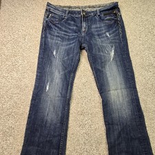 ReRock For Express Jeans Womens 12 Dark Wash Blue Mid Rise Bootcut Distressed