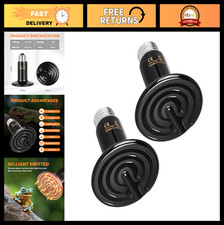 75W Ceramic Heat Emitter Bulb for Reptiles  Amphibians - No Light, 2 Pack