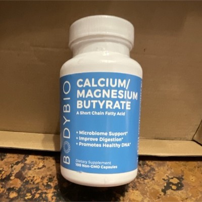 BodyBio Calcium Magnesium Butyrate 100 Vegan Keto Non-GMO Capsules