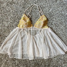 Victoria's Secret Womens Yellow Floral Sheer One Piece Lingerie Size Medium