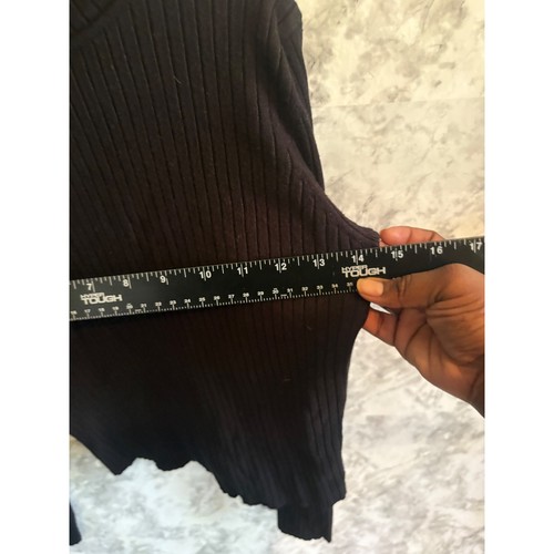 Suéter Zara tejido para mujer negro acanalado cuello falso manga larga detalle de botones pequeño - Imagen 5 de 5