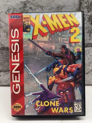 1995 SEGA GENESIS X-MEN 2 CLONE WARS COMPLETE CIB BOX CART MANUAL TESTED
