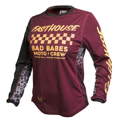 Fasthouse Women's Grindhouse Golden Crew Long Sleeve Jersey 2021 Maroon S