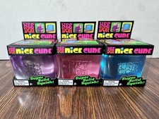Nee Doh Nice Cubes Fidget Toy ADHD Solid Squish Lot Of 3 Blue, Pink, Purple NIB