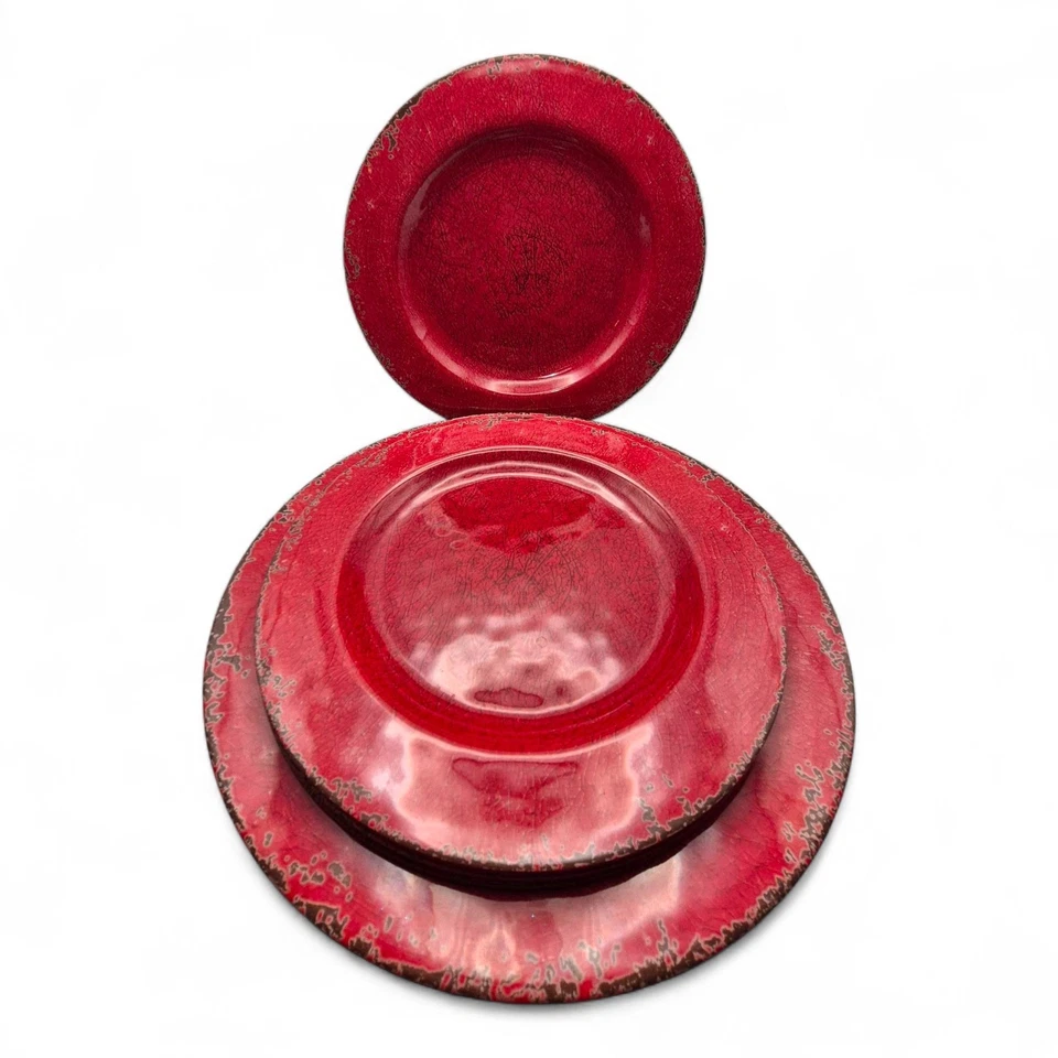 Juego de 6 platos de melamina Laurie Gates California Designs rojo Mauna  Foto 3 de 4