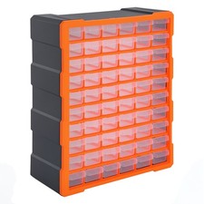 DURHAND 60 Drawers Parts Organiser Wall Mount Storage Cabinet Tools Clear