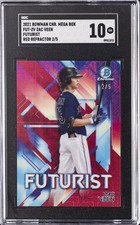 2021 BOWMAN MEGA BOX CHROME FUTURIST RED REFRACTOR #ZV ZAC VEEN #/5 SGC 10 GM