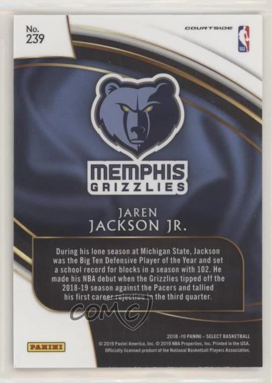 2018-19 Panini Select Courtside Jaren Jackson Jr #239 Rookie RC - Image 2 of 2