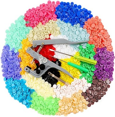 400 Sets Snap Buttons with Snap Pliers T5 Plastic Snaps No-Sew Buttons Fasten...