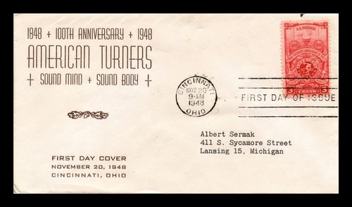 DR JIM STAMPS US COVER AMERICAN TURNERS 100TH ANNIVERSARY FDC SCOTT 979