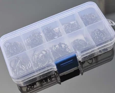 600 Fish Hooks 10 Sizes Fishing Black Silver Sharpened With Box Quality kit&&&&