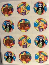 Lisa Frank 1990s Vintage Panda Bear Sticker Sheet Rainbow Colors, S677