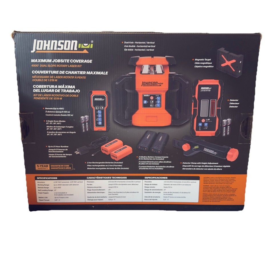 Johnson Level Red Dual Slope Rotary Laser Kit - JRT300-RDHV-K | eBay