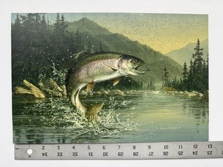 ELMS Hand Cut Wooden Puzzle Harrison ME "Rainbow Trout" by James Hautman 247 Pc