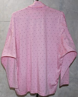 Esprit sz M (chest 50'') Pink Black Polka Dots Turtleneck Dolman Sleeve Top