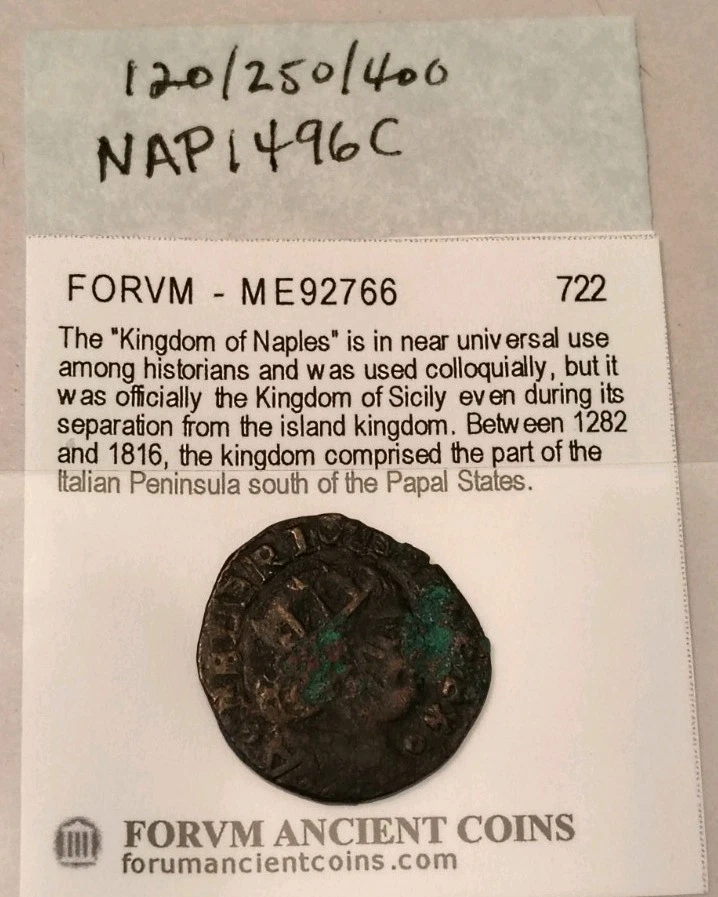 Federico III de Nápoles, Cavallo de Bronce, Moneda Medieval, 1496-1501 Casa de la Moneda de Nápoles. Foto 2 de 2