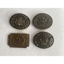 Lot of 4 Vintage Veteran Belt Buckles - WWII, Korea, Vietnam, Disabled Vet