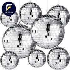 8 Pcs Large Disco Ball Set Silver Mirror Disco Reflective Ball with Hanging Ring