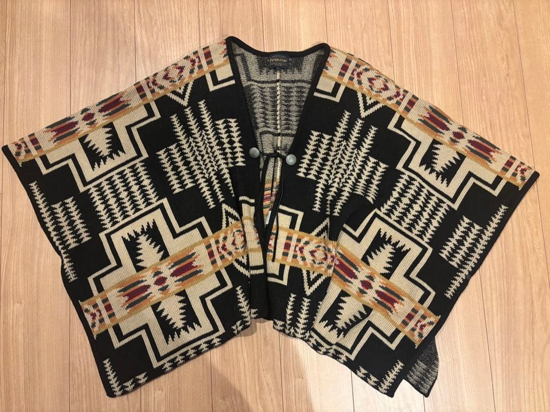 Pendleton Native Pattern Knit Poncho Southwestern… - image 2