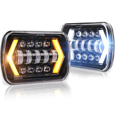 Ovotor 7X6 Inch Halo Headlights 5X7 Inch Square Headlights Arrow Angel Eyes Drl