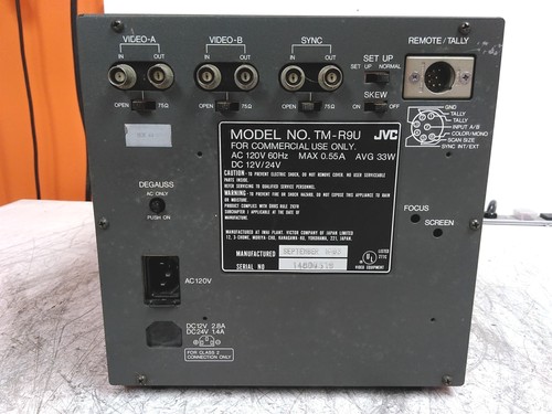 Distorted Colors JVC TM-R9U 9" CRT Color Monitor AS-IS - 第 7/8 張圖片