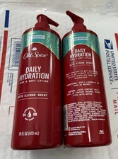 (2) Old Spice Daily Hydration Hand & Body Lotion for Men, Pure Sport, 16 oz. HTF