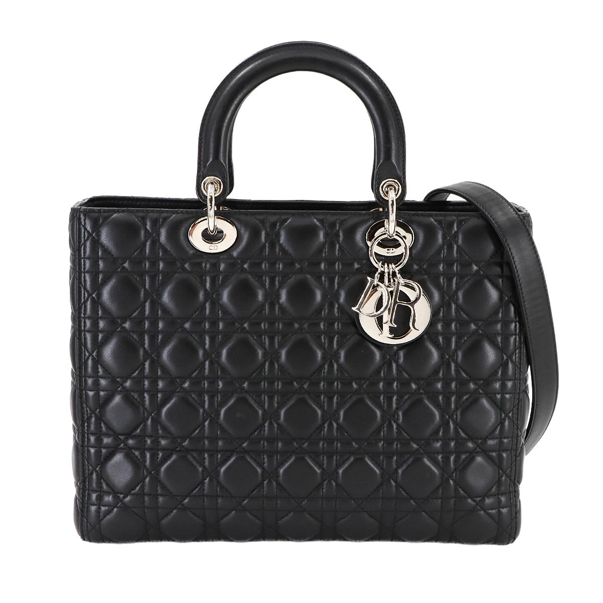 Christian Dior Lady Dior Large Black Leather Shoulder Bag CAL44561 90282999