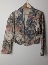 Vtg EXPOSE Floral Tapestry Jacket S Made in USA 100% Cotton Art To Wear Boho
