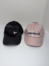 Nike Adjustable Hat Swoosh Logo Black  Girls Support Girls Hat Pink Lot Of 2