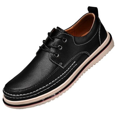 Oxford Pu Leather Walking Work Flats Shoes Men's Outdoor Business Dress Shoes