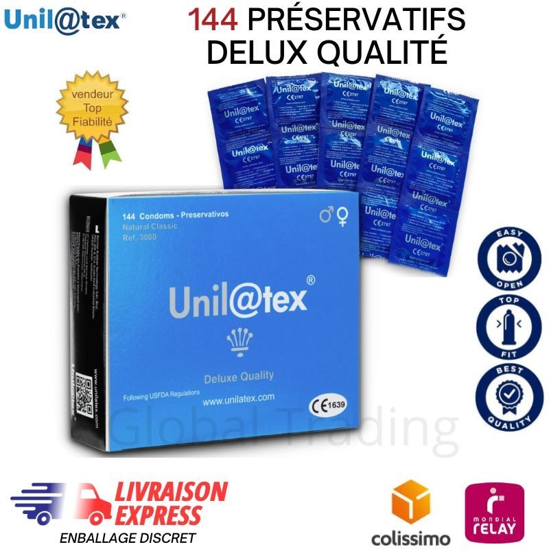 Préservatifs Unilatex capote homme lubrifiée boîte de 144 unités
