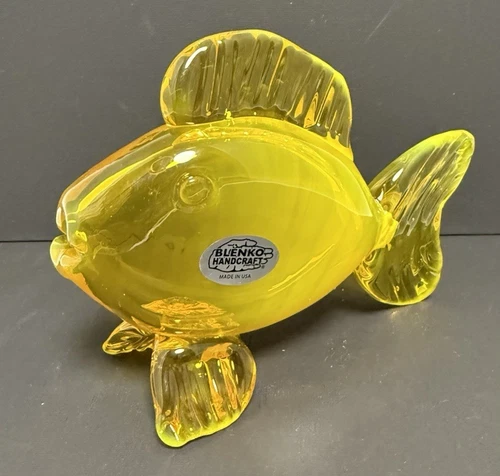Blenko Glass Fish Minnow - Citrine