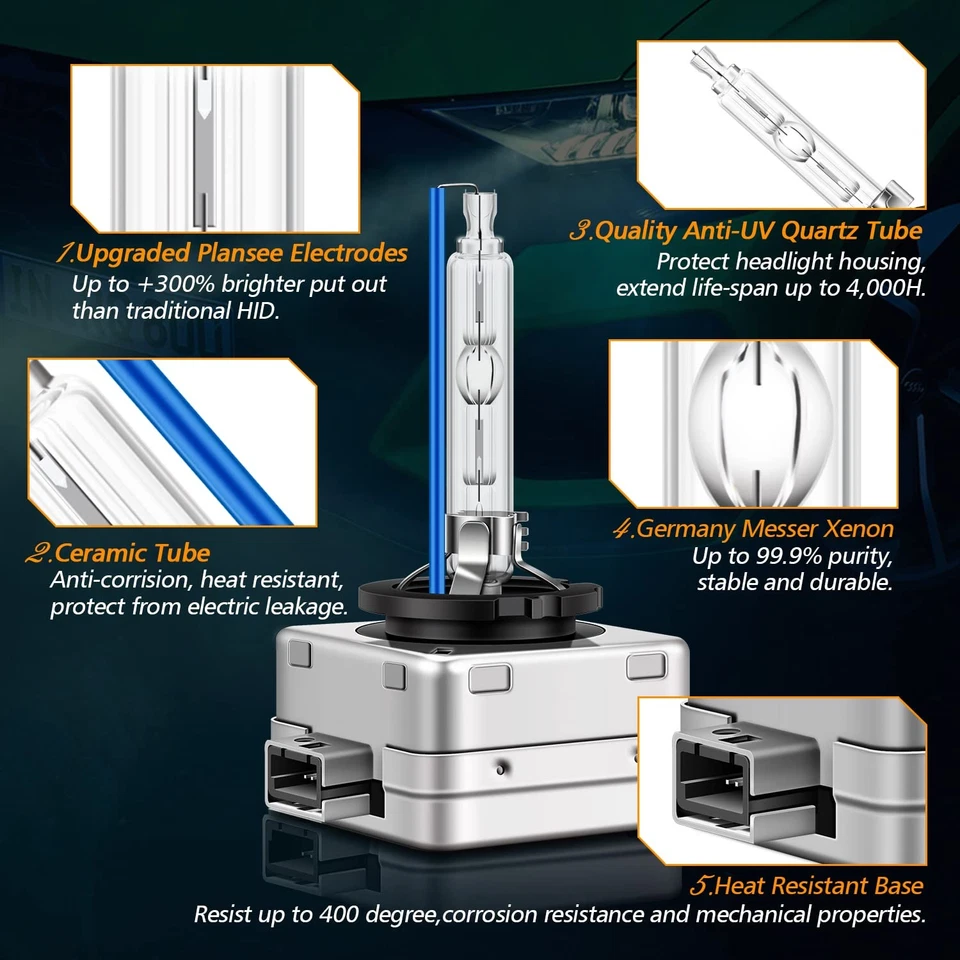 D3S Ampoules Xénon HID, Lampes de Phare HID 35W 12V Blanc Bleuté 8000K Super - Photo 2/4