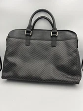 Fossil Mercer Tip Top Charcoal Chevron Double Zip Workbag Messenger Laptop Tote