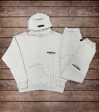 Essentials Fear Of God Light Oatmeal SET Hoodie  Sweatpants Size L  