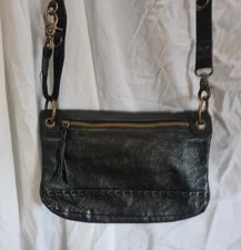 The SAK Black Leather Happy and Free  Festivals Shoulder Crossbody Handbag