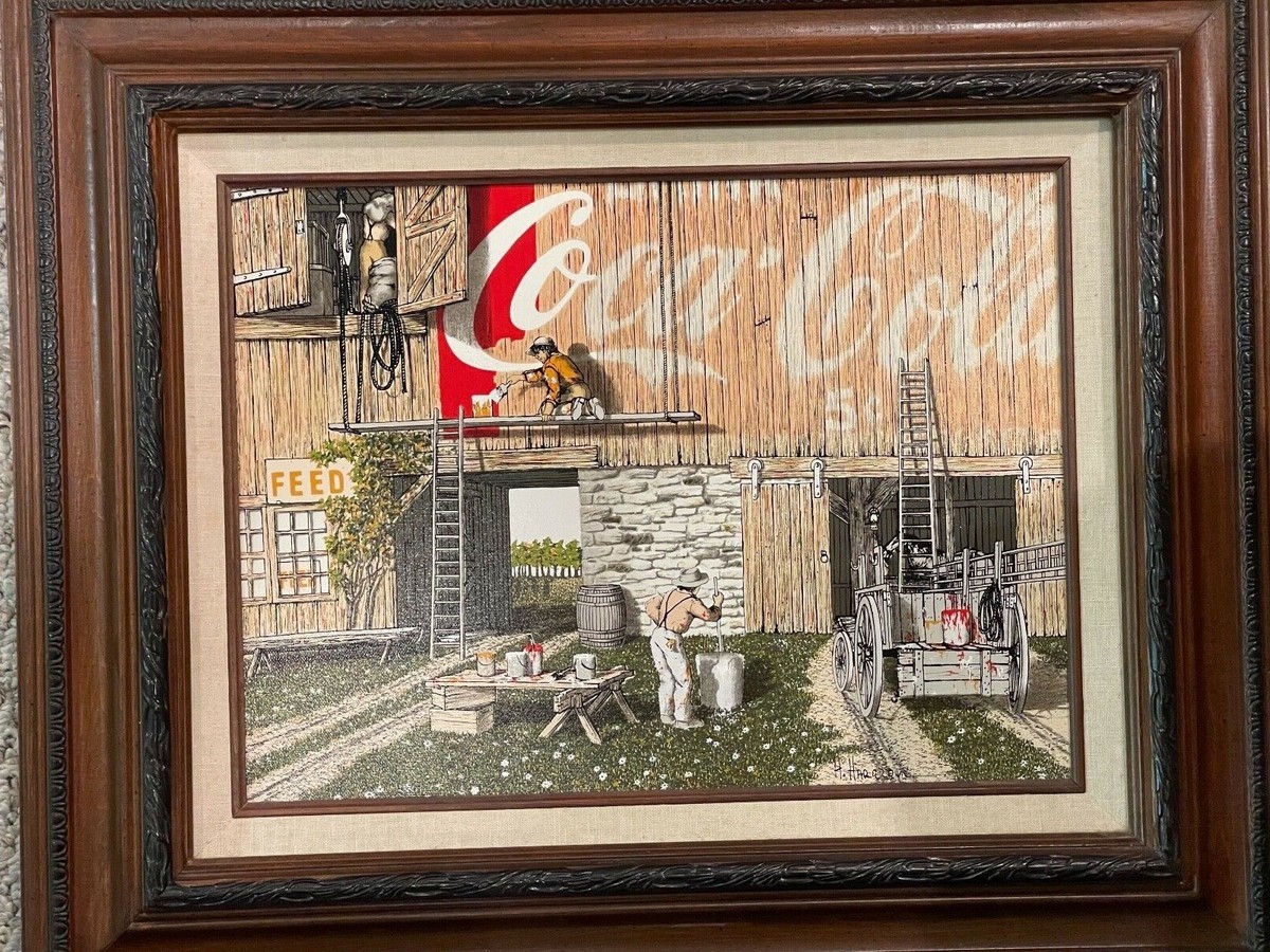 アメリカンヴィンテージ絵画　H.HARGROVE キャンパス地　セリグラフ Authentic Original H. Hargrove Serigraph on Canvas Old