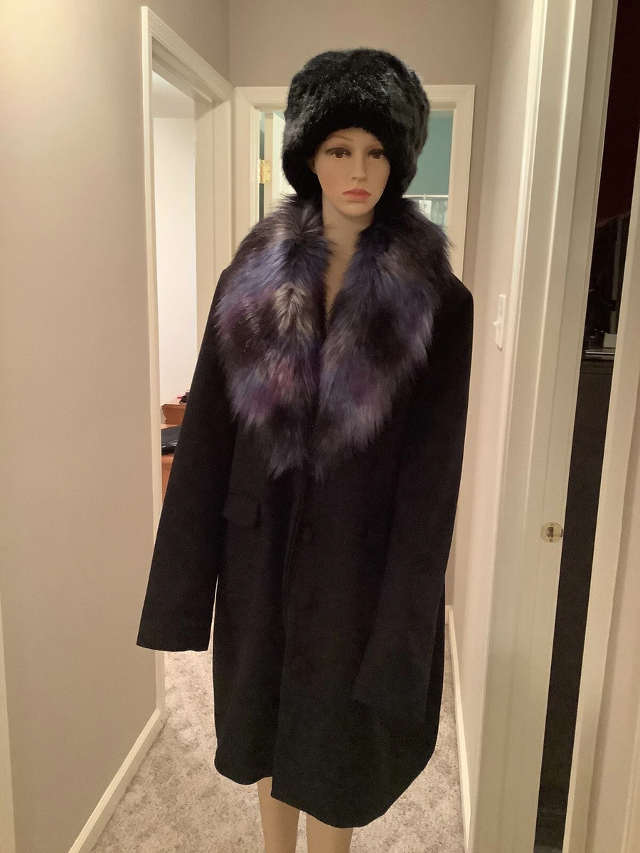 Fabulous-Furs Donna Salyers Cape Fox Faux Fur Shawl Collar Coat