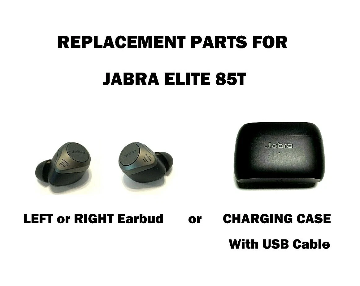 Jabra Elite 85t Replacement Left or Right Earbud or Charging Case Titanium Black