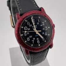 Timex Womens Watch Vintage 33mm Case Black Leather Band Quartz Three Hands