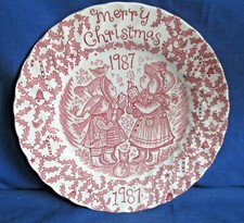 Myott Meakin,Weihnachtsteller 22cm, Merry Christmas 1987 rot, weitere, Keramik