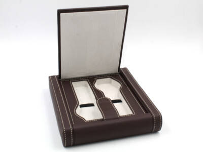 2 Seater Watch Holder Gift Idea Black or Brown Leatherette Luxury Scratchproof