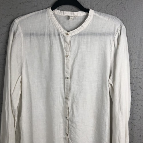 Eileen Fisher Top Womens Large White Linen Lagenlook Boho Beach Minimalist - Picture 12 of 17