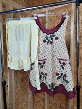 2 vtg 1950s 1960s lot Kitchen 1 Half APRONS 1 Smock Handmade Pockets Tie Back