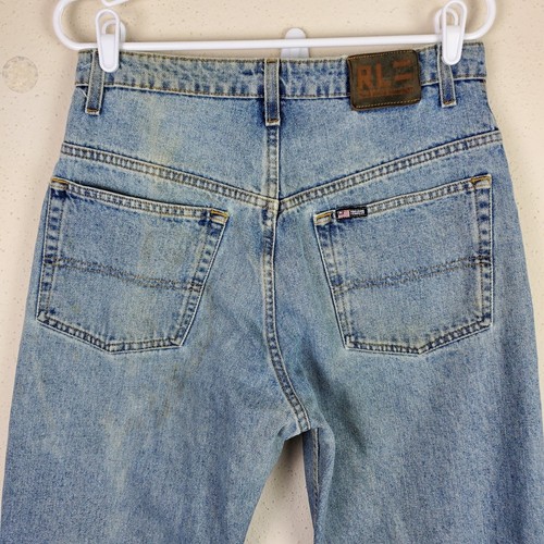 Polo Jeans Mens 31X30 Regular Fit Straight Blue Cotton Medium Wash Distressed - Picture 5 of 12