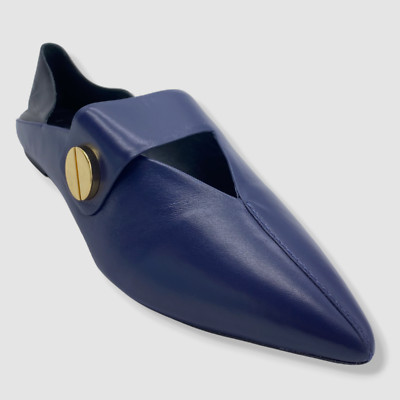$465 Mercedes Castillo Women's Blue Fold-down Ballerina Flat Shoe Sz US 6/EU 36