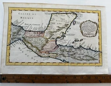 Yucatán Mexico 1750’s Bellin beautiful hand colored antique map Cozumel Tabasco