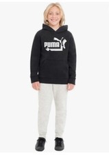 Puma Boy's Youth French Terry Hoodie With Kangaroo Pocket Black Sz S-7/8