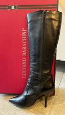 Luciano Barachini Damen Stiefel Gr. 36 schwarz, echt Leder, hoch, spitz *TOP*