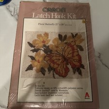 Caron. Latch Hook Kit, Floral Butterfly. New. 1979.